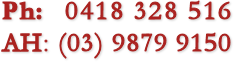 If you are unable to read this number, please send
an email with your phone number, and I will get back to you as soon as possible.